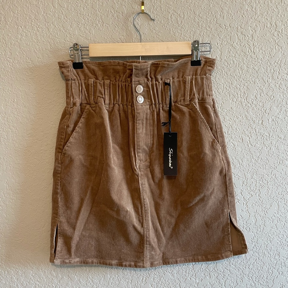 Shinestar Tan Corduroy Skirt